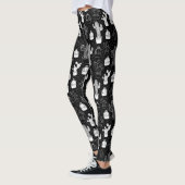 Schwarz-Weiß-Kaktus Doodle-Muster Leggings (Links)