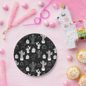 Schwarz-Weiß-Kaktus Doodle-Muster Pappteller (Party)