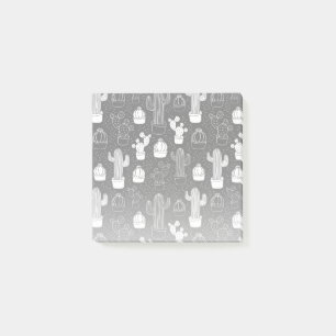 Schwarz-Weiß-Kaktus Doodle-Muster Post-it Klebezettel