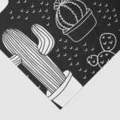 Schwarz-Weiß-Kaktus Doodle-Muster Seidenpapier (Ausschnitt)
