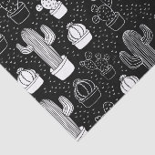 Schwarz-Weiß-Kaktus Doodle-Muster Seidenpapier (Ausschnitt)