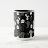 Schwarz-Weiß-Kaktus Doodle-Muster Tasse (Zentrum)