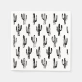 Schwarz-Weiß-Kaktus. Kakteen-Muster. botanisch Serviette (Vorderseite)