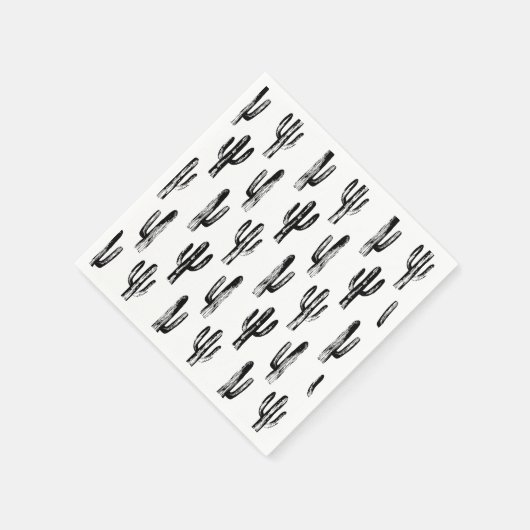 Schwarz-Weiß-Kaktus. Kakteen-Muster. botanisch Serviette (Ecke)