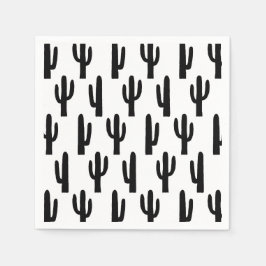 Schwarz-Weiß-Kaktus. Kakteen-Muster. botanisch Serviette
