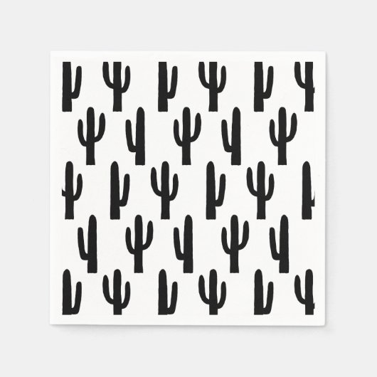 Schwarz-Weiß-Kaktus. Kakteen-Muster. botanisch Serviette (Vorderseite)