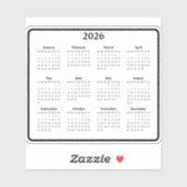 Schwarz-Weiß-Kalender 2026 Aufkleber (Blatt)
