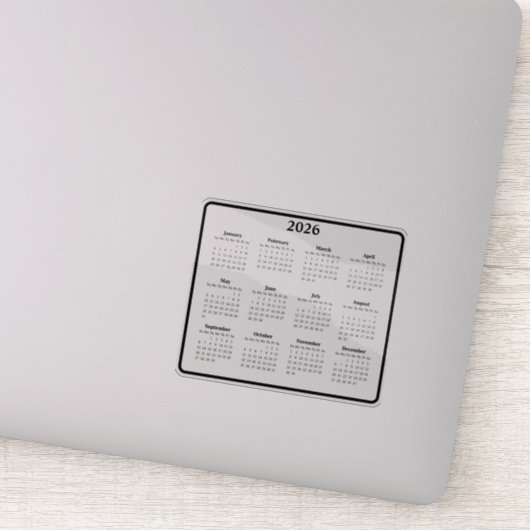 Schwarz-Weiß-Kalender 2026 Aufkleber (Detail)