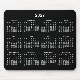 Schwarz-Weiß-Kalender 2027 Mousepad