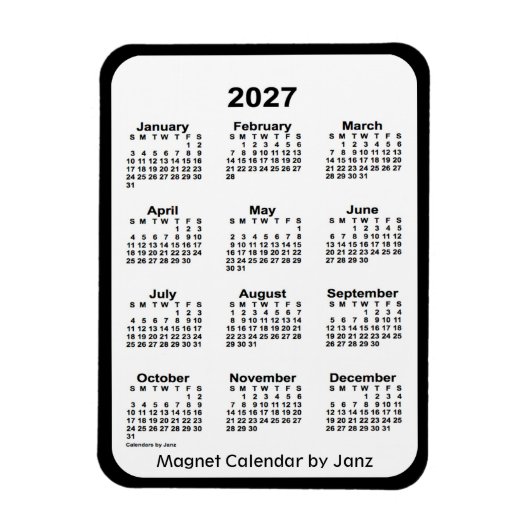 Schwarz-Weiß-Kalender 2027 von Janz Magnet (Vertikal)