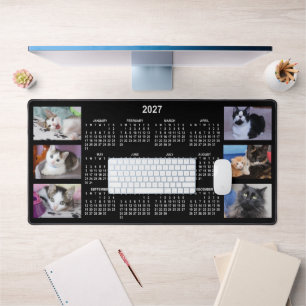Schwarz-Weiß-Kalender-Fotocollage 2027 Schreibtischunterlage