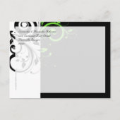 Schwarz/Weiß/Kalkgrün, Save the Date schwenken Ankündigungspostkarte (Rückseite)