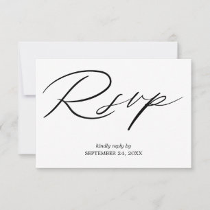 Schwarz & Weiß Kalligrafie 2 mit Antwortkarte zum RSVP Karte