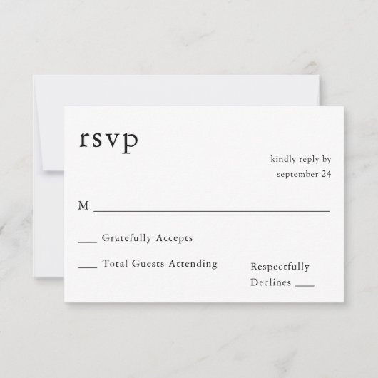 Schwarz-Weiß-Kalligrafie 9 UAWG no Meal RSVP Karte (Vorderseite)