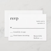 Schwarz-Weiß-Kalligrafie 9 UAWG no Meal RSVP Karte (Vorne/Hinten)