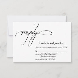Schwarz-Weiß-Kalligrafie-Antwort-Karte RSVP Karte