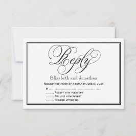 Schwarz-Weiß-Kalligrafie-Antwort-Karte RSVP Karte
