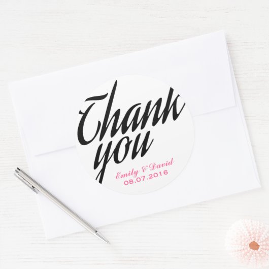 Schwarz-Weiß-Kalligrafie Danke Stickers (Umschlag)