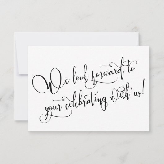 Schwarz-Weiß-Kalligrafie Drei-Menüs UAWG RSVP Karte (Rückseite)