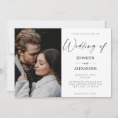 Schwarz-Weiß-Kalligrafie-Foto einfach Einladung (Vorderseite)