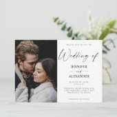 Schwarz-Weiß-Kalligrafie-Foto einfach Einladung (Stehend Vorderseite)