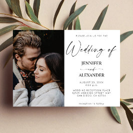 Schwarz-Weiß-Kalligrafie-Foto einfach Einladung