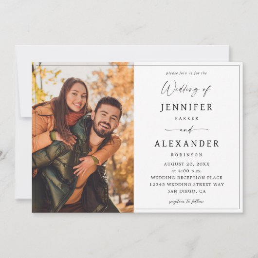 Schwarz-Weiß-Kalligrafie-Foto Einfach V2 Einladung (Vorderseite)