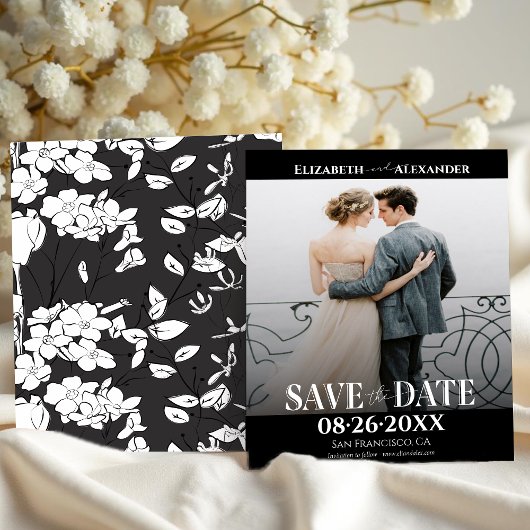 Schwarz-Weiß-Kalligrafie-Foto Save the Date