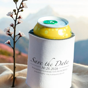 Schwarz-Weiß-Kalligrafie-Foto Save the Date Dosenkühler