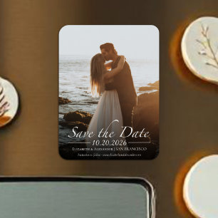 Schwarz-Weiß-Kalligrafie-Foto Save the Date Magnet