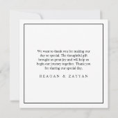 Schwarz-Weiß-Kalligrafie Hochzeit Danke-Karte Dankeskarte (Rückseite)