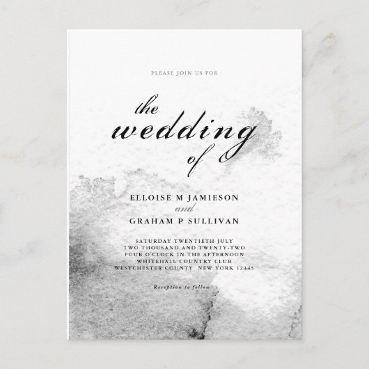 Schwarz-Weiß-Kalligrafie-Hochzeit Postkarte (Vorderseite)