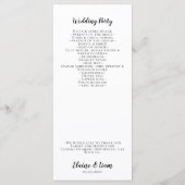 Schwarz-Weiß-Kalligrafie-Hochzeit Programm (Rückseite)