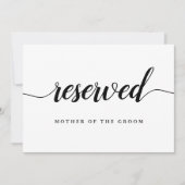 Schwarz-Weiß-Kalligrafie-Hochzeit "Reserviert"-Zei (Vorderseite)