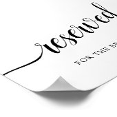 Schwarz-Weiß-Kalligrafie-Hochzeit "Reserviert"-Zei Poster (Ecke)