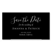 Schwarz-Weiß-Kalligrafie-Hochzeit rettet das Datum Magnetische Visitenkarte (Vorderseite)