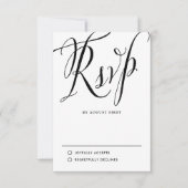 Schwarz-Weiß-Kalligrafie-Hochzeit RSVP Karte (Vorderseite)