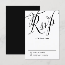 Schwarz-Weiß-Kalligrafie-Hochzeit RSVP Karte