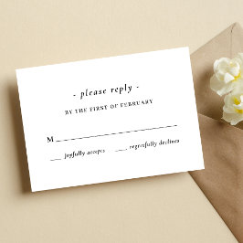 Schwarz-Weiß-Kalligrafie-Hochzeit RSVP Karte