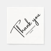 Schwarz-Weiß-Kalligrafie-Hochzeit Vielen Dank Serviette (Vorderseite)
