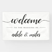 Schwarz-Weiß-Kalligrafie-Hochzeit Willkommen Banner (Horizontal)