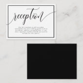 Schwarz-Weiß-Kalligrafie-Hochzeitsempfang Begleitkarte (Vorne/Hinten)