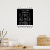 Schwarz-Weiß-Kalligrafie-Hochzeitskizze Poster (Küche)