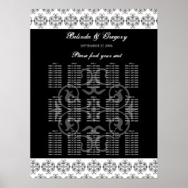 Schwarz-Weiß-Kalligrafie-Hochzeitskizze Poster