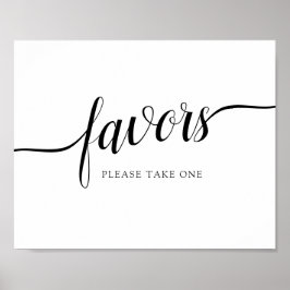 Schwarz-Weiß-Kalligrafie-Hochzeitssymbol "Favors" Poster