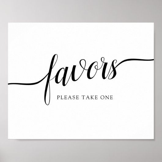 Schwarz-Weiß-Kalligrafie-Hochzeitssymbol "Favors" Poster (Vorne)