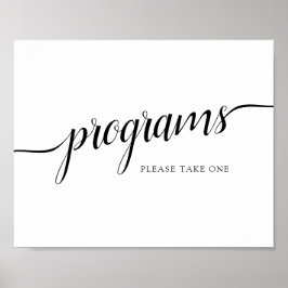 Schwarz-Weiß-Kalligrafie-Hochzeitssymbol "Programm Poster