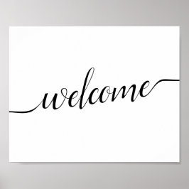 Schwarz-Weiß-Kalligrafie-Hochzeitssymbol "Willkomm Poster
