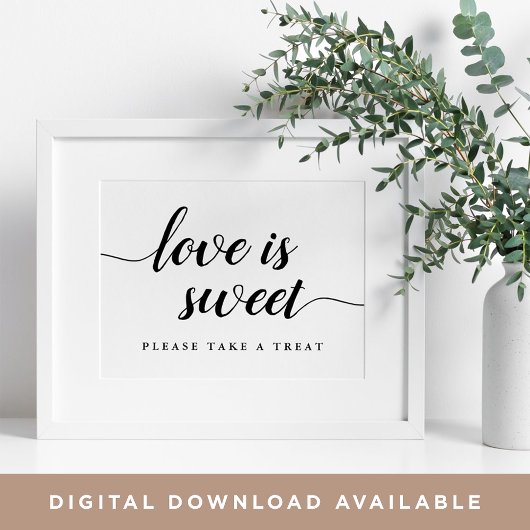 Schwarz-Weiß-Kalligrafie Hochzeitsszenario Dessert Poster