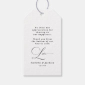 Schwarz-Weiß-Kalligrafie Minimal Moderne Hochzeit Geschenkanhänger (Vorderseite)